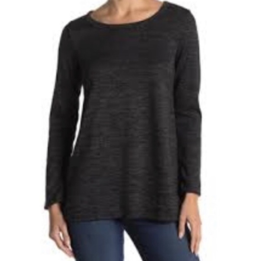 Forgotten Grace Black Space Dye Long Sleeve Tunic Top Size Small